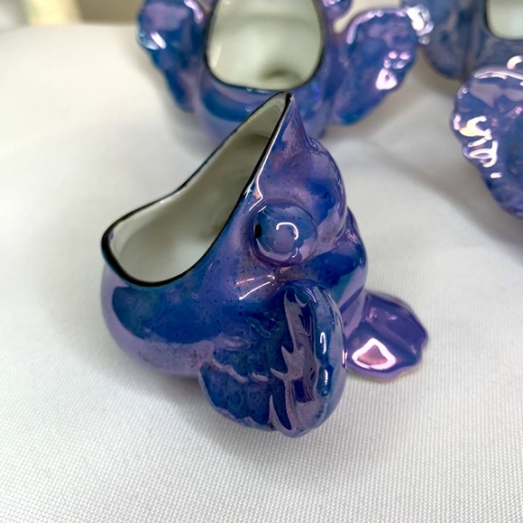 Set of 3 vintage RARE porcelain blue bird salt cellars made in Japan - Picture 4 of 6